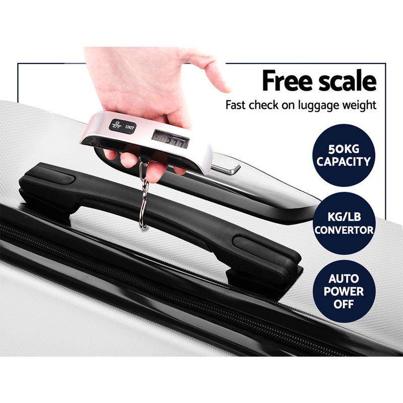 2 Piece Lightweight Hard Suit Case Luggage White