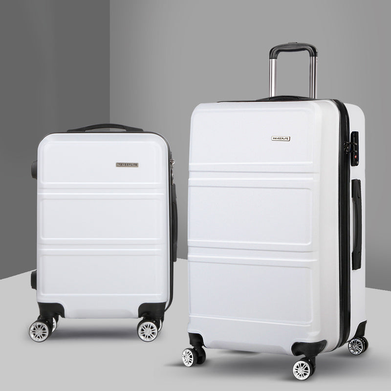 2 Piece Lightweight Hard Suit Case Luggage White