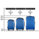 3 Piece Luggage Suitcase Trolley - Blue