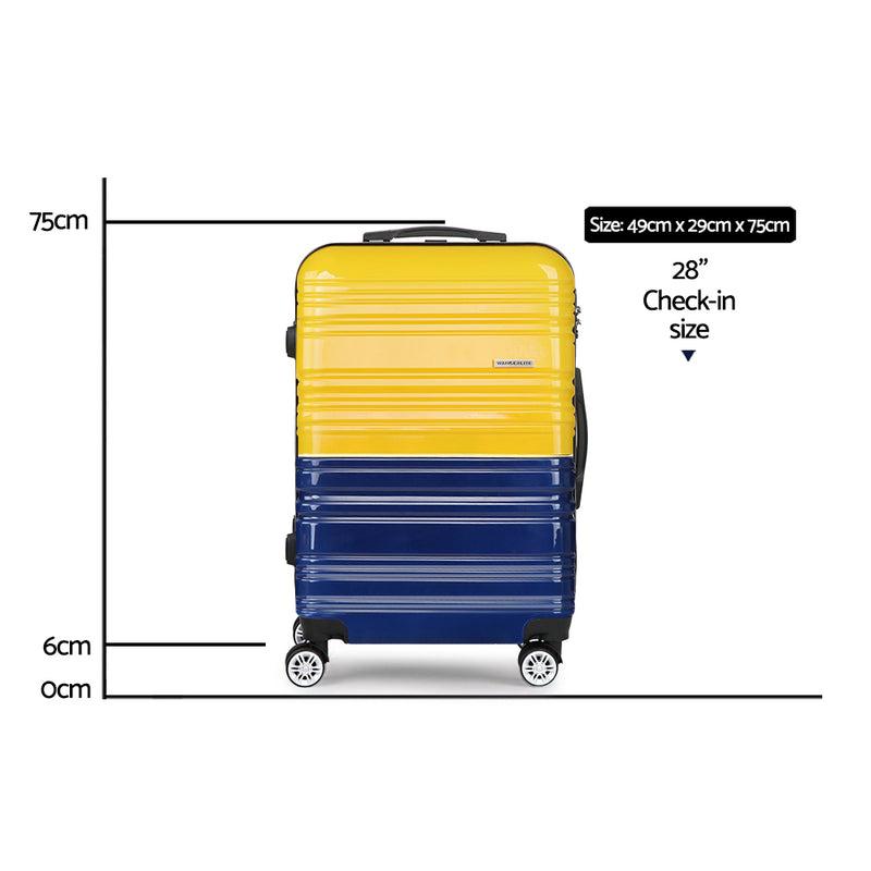 Lightweight Hard Suit Case Luggage Yellow & Purple