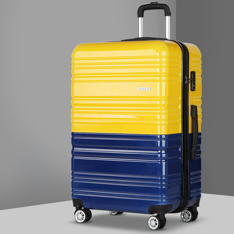 Lightweight Hard Suit Case Luggage Yellow & Purple