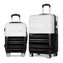2 Piece Lightweight Hard Suit Case Luggage Black & White