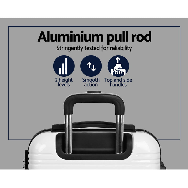 2 Piece Lightweight Hard Suit Case Luggage Black & White