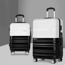 2 Piece Lightweight Hard Suit Case Luggage Black & White