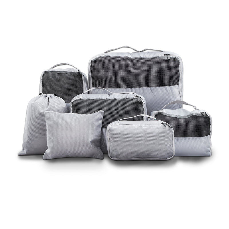 7PCS Grey Luggage Organiser Suitcase Sets Travel Packing Cubes Pouch Bag