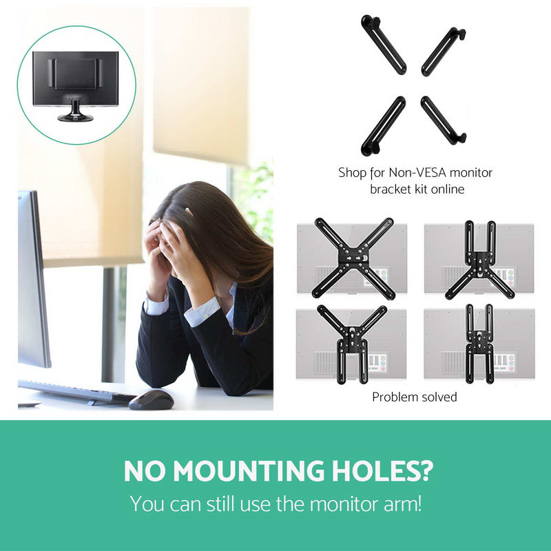 2 Arms Adjustable Monitor Screen Holder - Black