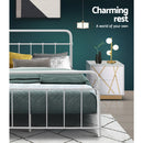 Queen Size Metal Bed Frame - White