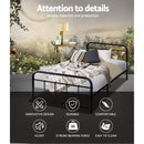 Metal Bed Frame Single Size Platform Foundation Mattress Base Leo Black