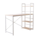 Metal Desk with Shelves - White with Oak Top