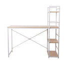 Metal Desk with Shelves - White with Oak Top
