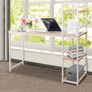 Metal Desk with Shelves - White with Oak Top