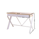 Metal Desk with Drawer - White with Oak Top