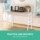 Metal Desk with Drawer - White with Oak Top