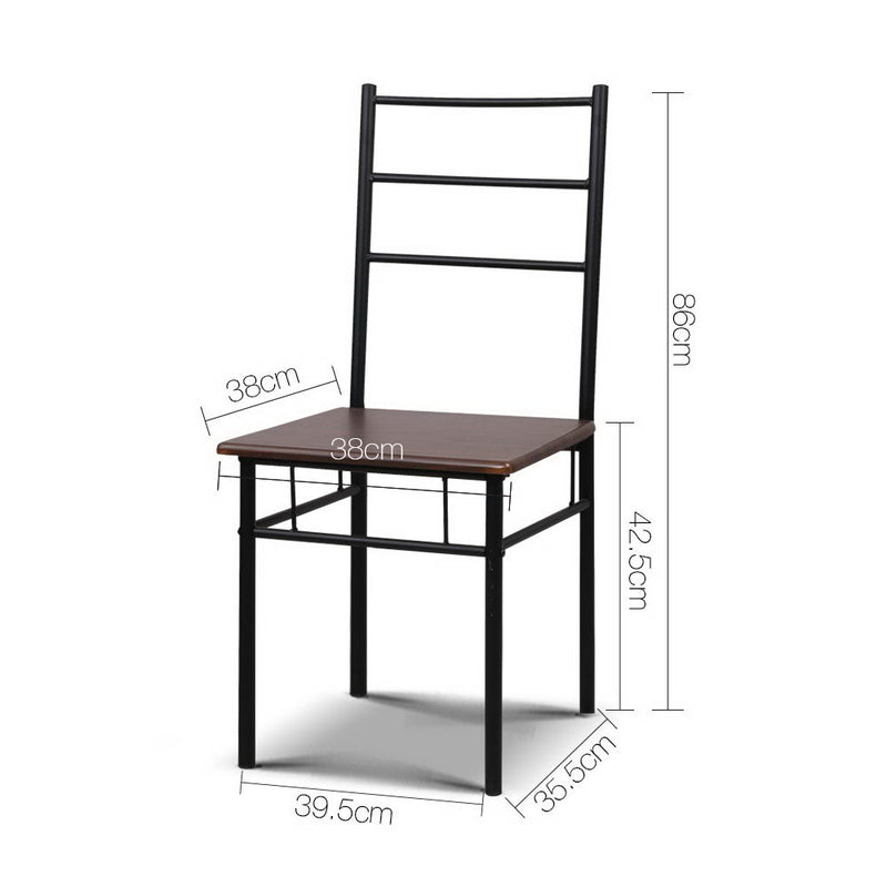 Metal Table and Chairs - Walnut & Black