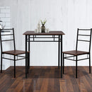 Metal Table and Chairs - Walnut & Black