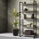 Bookshelf Wooden Display Shelves Bookcase Shelf Storage Metal Wall Black