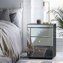 Mirrored Bedside table Drawers Furniture Mirror Glass Presia Smoky Grey