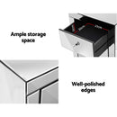 Mirrored Bedside Table Drawers Furniture Mirror Glass Presia Silver