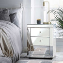 Mirrored Bedside Table Drawers Furniture Mirror Glass Presia Silver
