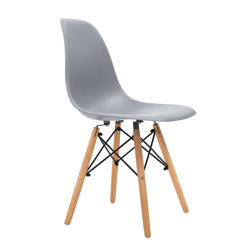 Set of 4 Retro Dining DSW Chairs Kitchen Cafe Beech Wood Legs Grey