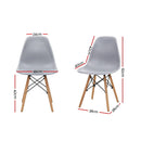 Set of 4 Retro Dining DSW Chairs Kitchen Cafe Beech Wood Legs Grey
