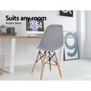 Set of 4 Retro Dining DSW Chairs Kitchen Cafe Beech Wood Legs Grey