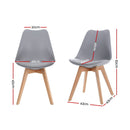 Set of 4 Retro Dining DSW Chairs PU Leather Padded Kitchen Cafe Beech Wood Legs Grey