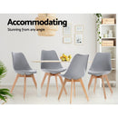 Set of 4 Retro Dining DSW Chairs PU Leather Padded Kitchen Cafe Beech Wood Legs Grey
