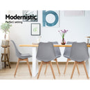 Set of 4 Retro Dining DSW Chairs PU Leather Padded Kitchen Cafe Beech Wood Legs Grey