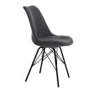 Set of 2 Dining Chairs DSW Cafe Kitchen Velvet Fabric Padded Iron Legs Grey