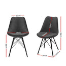 Set of 2 Dining Chairs DSW Cafe Kitchen Velvet Fabric Padded Iron Legs Grey