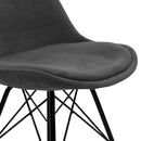 Set of 2 Dining Chairs DSW Cafe Kitchen Velvet Fabric Padded Iron Legs Grey