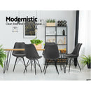 Set of 2 Dining Chairs DSW Cafe Kitchen Velvet Fabric Padded Iron Legs Grey