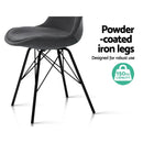 Set of 2 Dining Chairs DSW Cafe Kitchen Velvet Fabric Padded Iron Legs Grey