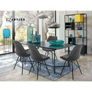 Set of 2 Dining Chairs DSW Cafe Kitchen Velvet Fabric Padded Iron Legs Grey