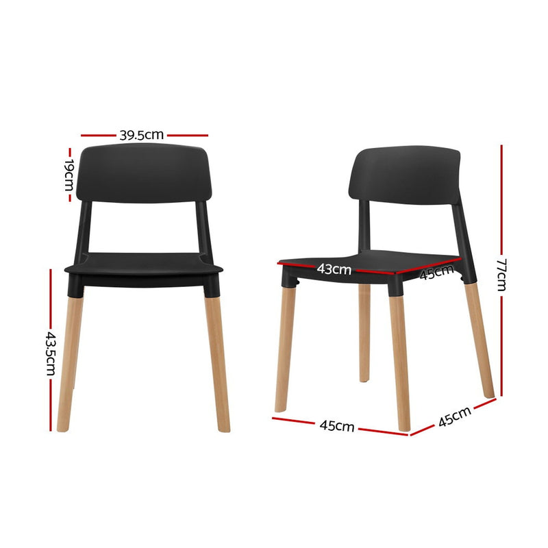 Set of 4 Belloch Replica Dining Chairs Kichen Cafe Stackle Beech Wood Legs Black