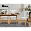 Set of 4 Dining Chairs Replica Kitchen Chair White Retro Rubber Wood Cafe Seat