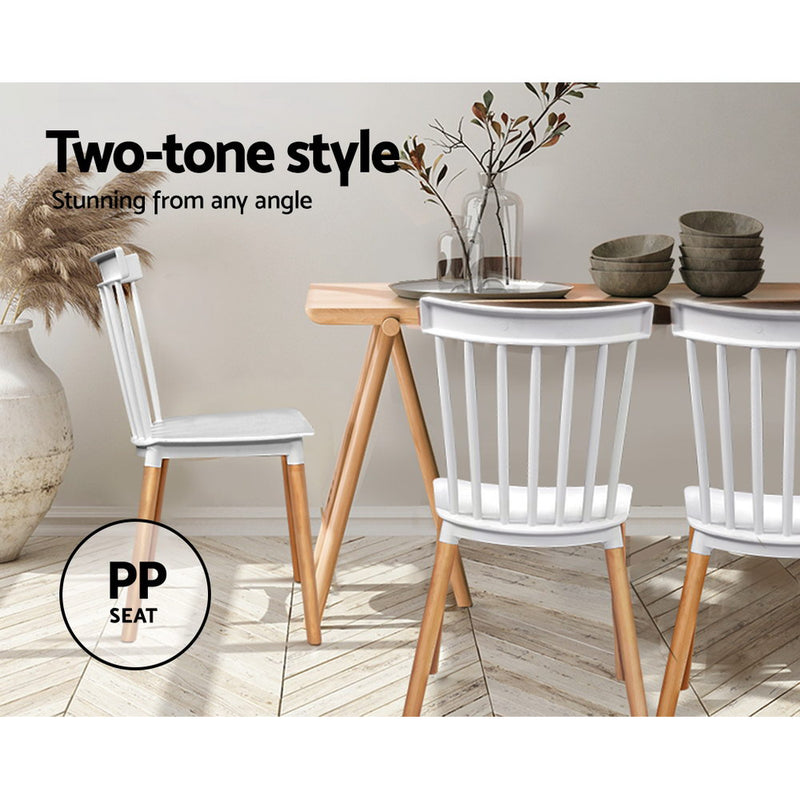 Set of 4 Dining Chairs Replica Kitchen Chair White Retro Rubber Wood Cafe Seat