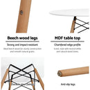 Round Dining Table 4 Seater 60cm Cafe Kitchen Retro Timber Wood MDF Tables White