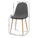 Set of 4 Adamas Fabric Dining Chairs - Dark Grey