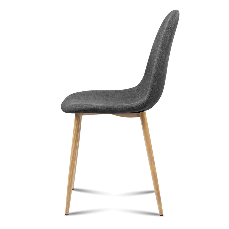 Set of 4 Adamas Fabric Dining Chairs - Dark Grey