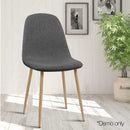 Set of 4 Adamas Fabric Dining Chairs - Dark Grey