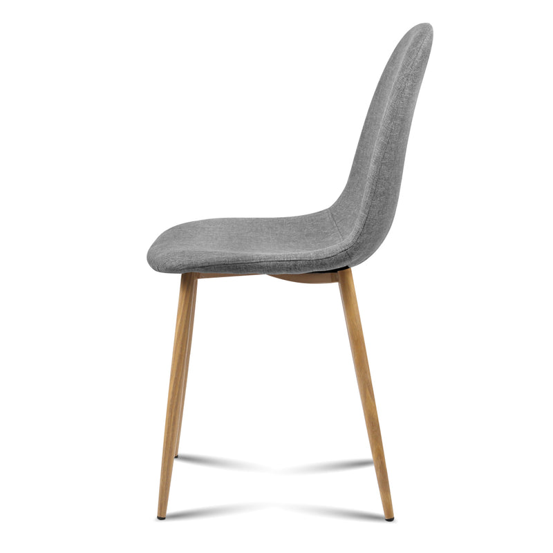 Set of 4 Adamas Fabric Dining Chairs - Light Grey