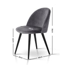 Set of 2 Velvet Modern Dining Chair - Dark Grey