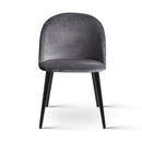 Set of 2 Velvet Modern Dining Chair - Dark Grey