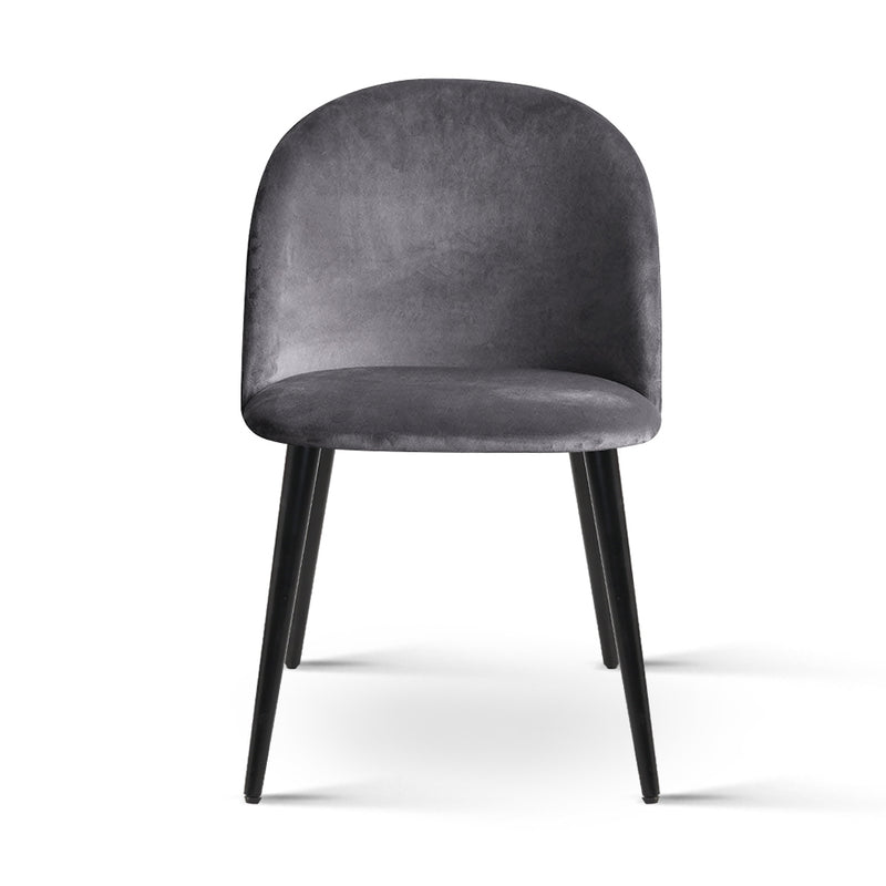 Set of 2 Velvet Modern Dining Chair - Dark Grey