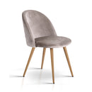 Set of Two Velvet Modern Dining Chair - Light Grey