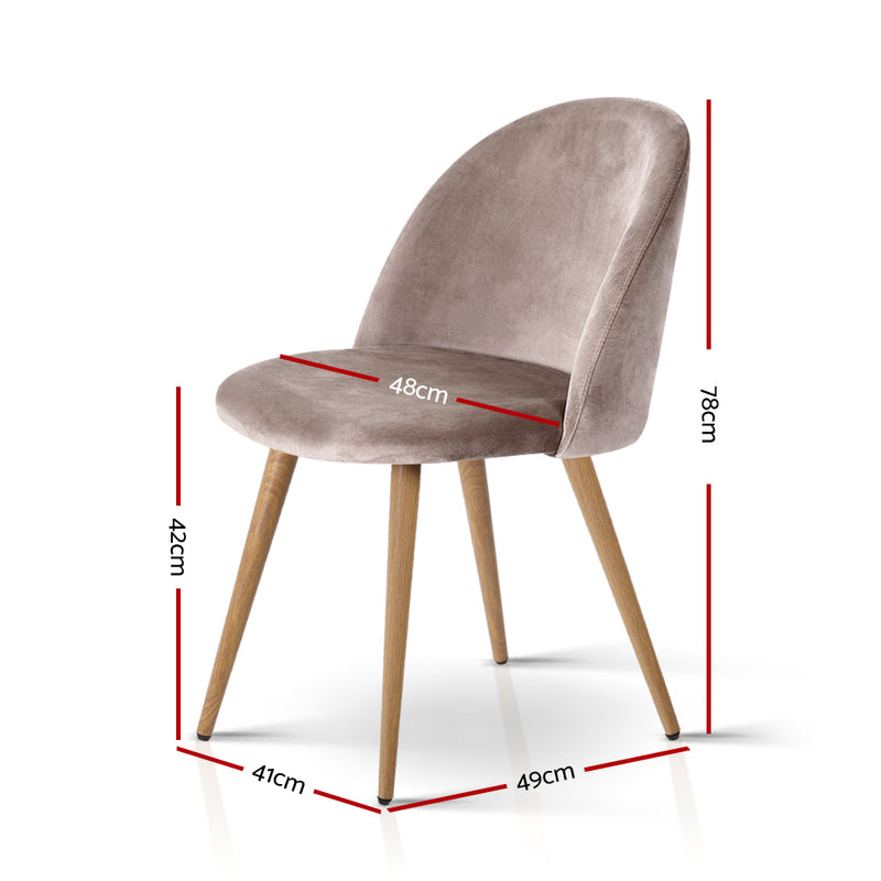 Set of Two Velvet Modern Dining Chair - Light Grey