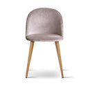 Set of Two Velvet Modern Dining Chair - Light Grey