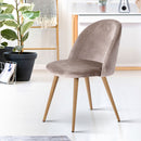 Set of Two Velvet Modern Dining Chair - Light Grey